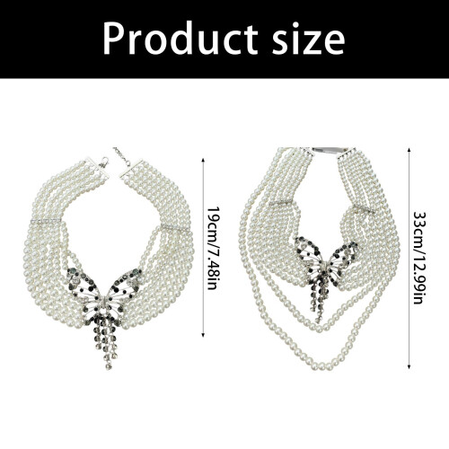 Fashionable Multi-Layer Pearls Chain Necklace With-Long 1