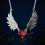 Collier pendentif aile gothique noir élégant, pour cadeau de 4