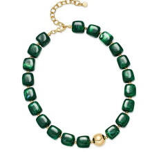 Trendy Resin Bead Chokers Necklace Elastic Cord Fit All-Green