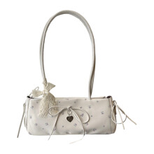 Sac à bandoulière en Faux cuir pour femmes, sacs Hobos-Blanc