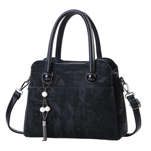 Stylish Stitching Ladies PU-Black (20cm