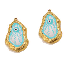 Set Of 2 Stainless Steel Gothic Eye Pendants Featuring-Blue