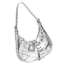 Elegant PU Leather Underarm Bag Crocodiles Embossed-Silver