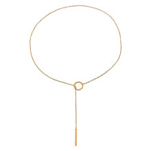 Fashionable Circular Charm Necklace Adjustable Neckchain-Gold