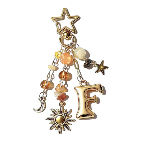 Porte-clés initial à la mode présentant un motif étoile-Type F