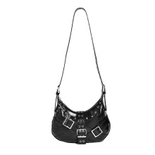 Sac à bandoulière en relief de crocodiles tendance, petit-Noir