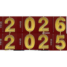2 Set 2025 2026 New Year Number Candle Festive Golden Christmas Cake Toppers Cupcake Picks for Holid