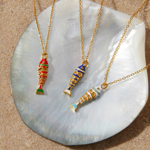 Collier pendentif en forme de goutte de poisson-JDN0312222WT 1