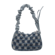 Sac sous les bras à carreaux à la mode avec diverses-carré bleu