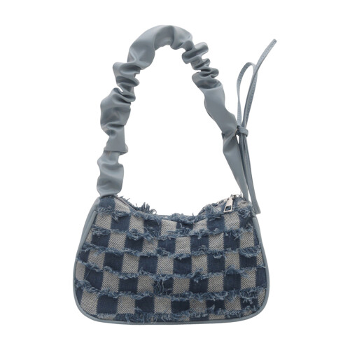 Fashionable Plaids Underarm Bag with Various-blue square