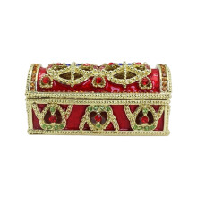 Antieke sieraden opbergdoos, elegante bloemmotieven en-Rood