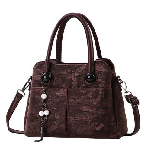 Stitched Work Bag With Decorative-Coffee (20cm
