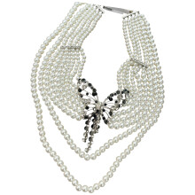 Romantics Pearls And Alloy Necklace With Delicate Crystal-Long