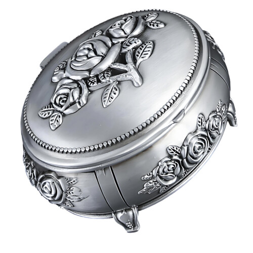 Sturdy Alloy Jewelry Box With Interior Protects-Ancient Tin