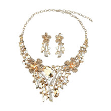 Trendy Geometric Floral Jewelry Set Studs Earrings-champagne
