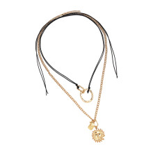Multilayer Sun Pendant Necklace With Adjustable Length For