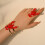 Adjustable Red Lobster Bracelet And Rings Crafted From Long-A 7