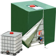 1000 litran säiliön suoja, aurinkosuoja IBC-sadevesisäiliölle, pölytiivis, UV-suojattu, suojakansi, vihreä pressu (116 x 100 x 120 cm), puut
