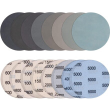 24 hiomapaperia, 125 mm, karkeudet 1000/1500/2000/3000/4000/5000, pyöreät, rei'ittämättömät tarranauhahiomatyynyt, märkä-/kuivahiomalaikka