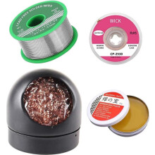 4-in-1 juotostyökalusarja, juotoskärjen puhdistusaine + 0,8 mm juotoslanka (20 g) + hartsijauhetahna (10 g), juotosydin ilman puhdistusainet