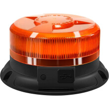 Pyörivä majakka, paristokäyttöinen, 9 vilkkukuviota, 12V/24V, keltainen LED-varoitusvalo magneetilla, autolaturi ja USB-kaapeli autoon
