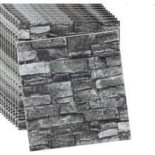 Irrotettavat ja liimaamattomat 3D-tiiliseinäpaneelit, tekokivi, itseliimautuva tapetti (musta, 20 kpl)