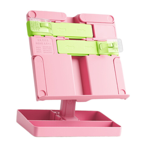 Folding Reading Stand with Page Clip Adjustable Plastic-Pink