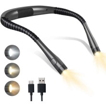 Oplaadbare nekleeslamp, bedleeslamp, 3 kleuren, 6 helderheidsniveaus, inklapbare armen