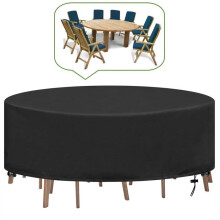 Round Garden Table Cover, Waterproof Outdoor Garden Furniture Tarpaulin, UV-Resistant Oxford Cloth, Sturdy Table Cover, Ø227X100CM