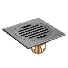 Bathtub Floor Drain with Removable Cover for Bathroom, Shower Room, Toilet, Square Strainer, Black, 10x10 cm