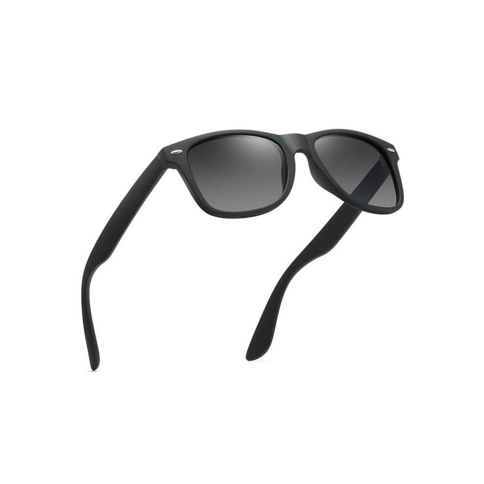 Polarized sunglasses with UV400 protection, rectangular, retro, black, unisex, classic, ultralight
