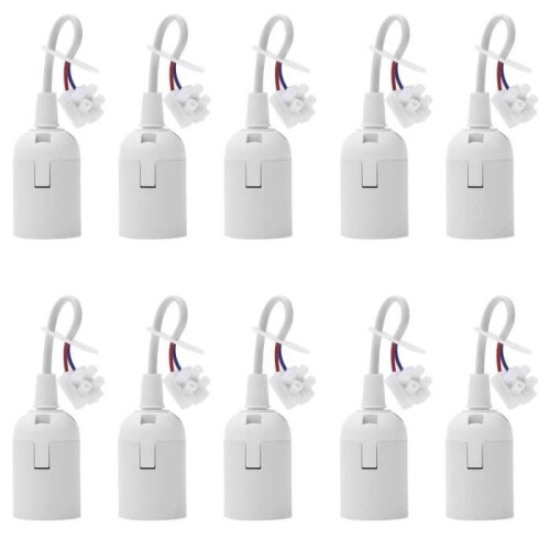 E27 lamp socket with cable, 10 pieces, 4A 250V, replacement socket for incandescent and LED bulbs