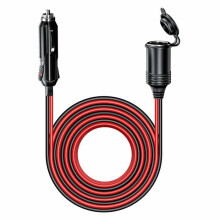 Waterdichte verlengkabel van 4,0 m voor sigarettenaansteker in de auto met 15A zekering, 12V/24V sigarettenaanstekeradapter, 17AWG verlengka