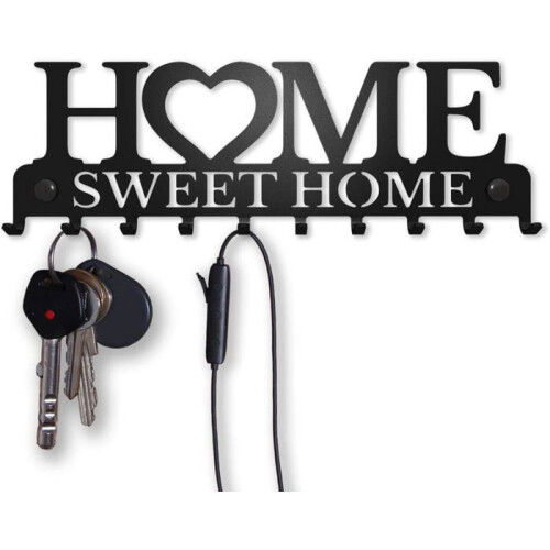 Διακοσμητική επιτοίχια θήκη κλειδιών Sweet Home (10 γάντζοι), μεταλλικός γάντζος για