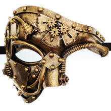 Máscara veneziana steampunk de metal estilo ciborgue, máscara de baile de máscaras para festa à fantasia de Halloween/fantasma de ópera, dou