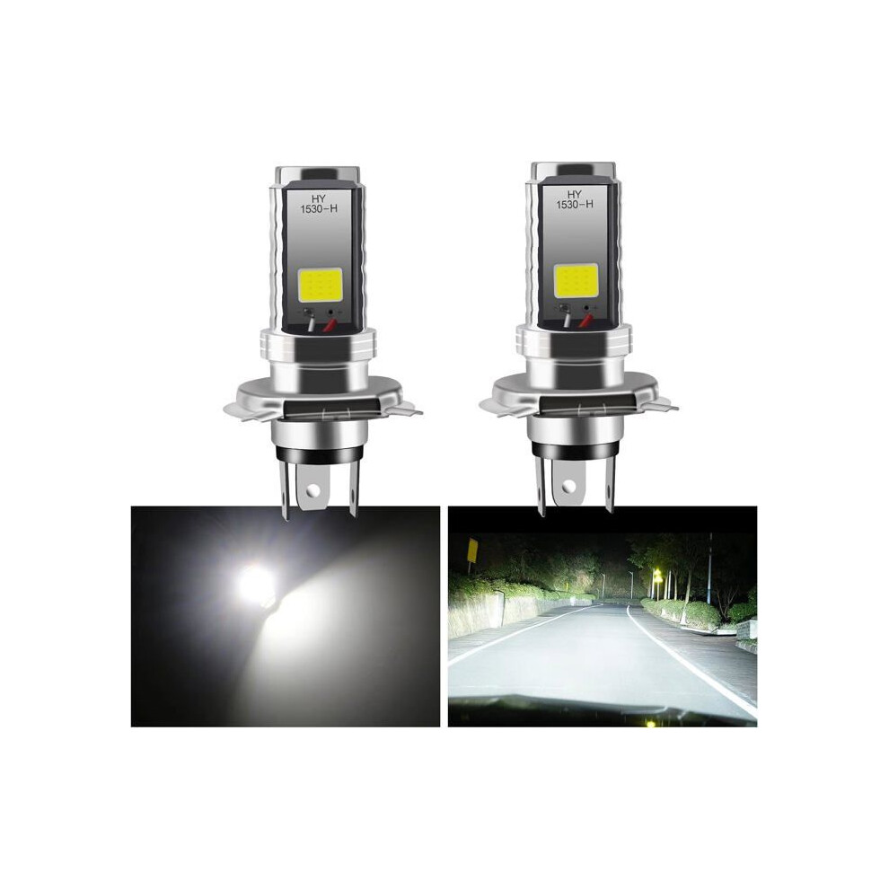 2 Pcs H4 Led Bulb, 12V Motorcycle/Car Head, Cob Bulbs Head 12W Led Bulb For High Low Beam Lamp Heads Light/White 4945234229161