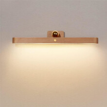 Applique da parete a LED in legno dimmerabile con interruttore touch e alimentazione a batteria, luce notturna girevole a 360