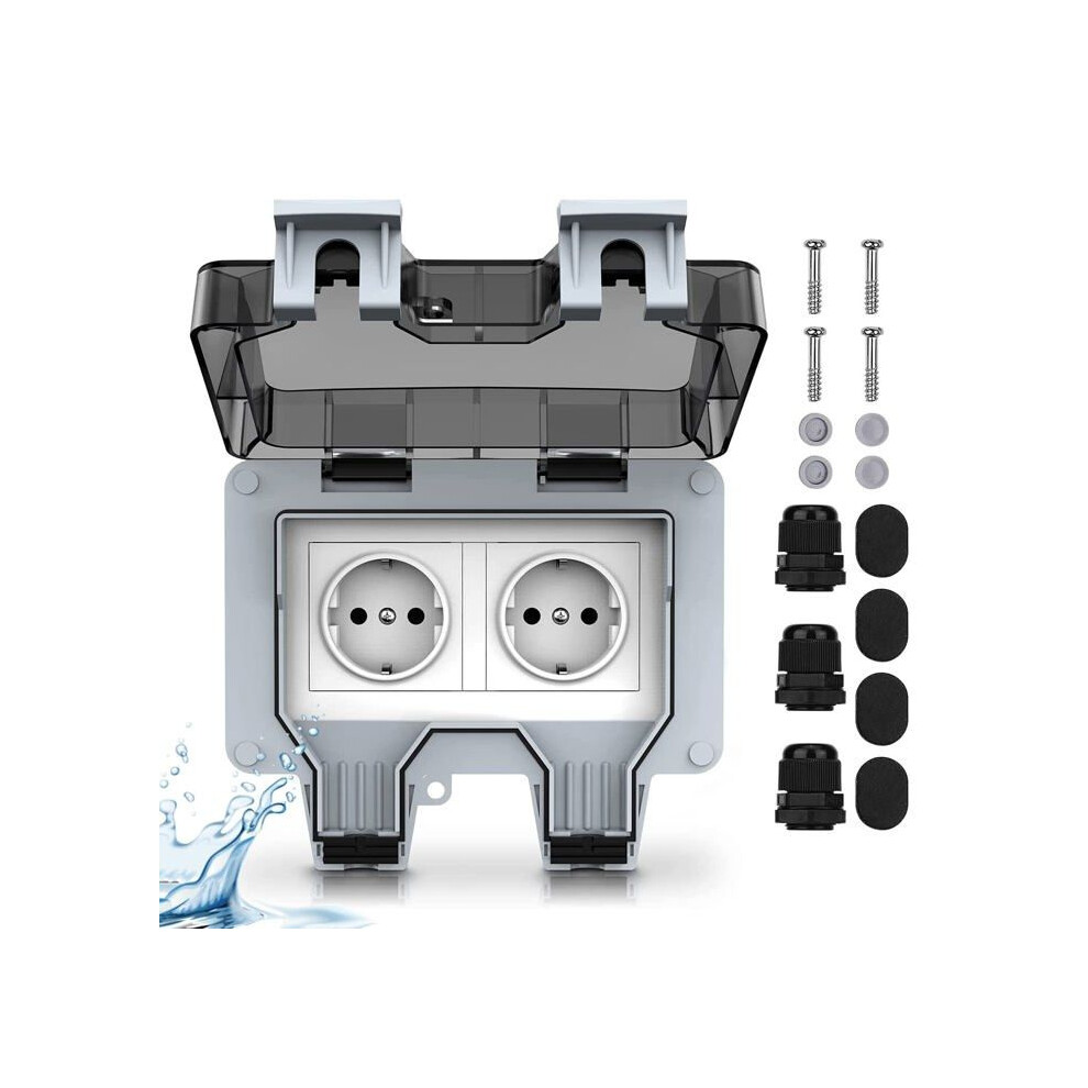 External Power Outlet, Electrical, Waterproof, Wall Socket With Double Switch, Ip66 Protection Class 7796204398076
