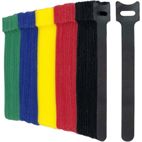 Pack of 100 Multicolor Cable Ties Reusable Velcro Cable Straps with Hook and Loop