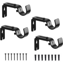 4 staffe da parete regolabili per aste per tende, fissaggi in acciaio inossidabile per aste per tende, accessorio in metallo nero