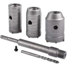 Sada dierových píl, Ø30 mm, 40 mm, 50 mm, vrták do betónu 350 mm predlžovacia tyč SDS Plus (okrúhla rukoväť)