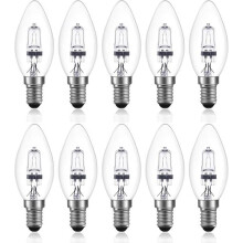 42W E14 C35 Dimmable Halogen Bulb AC 220-240V Warm White 2700K E14 Clear Halogen Candle Bulb (10pcs)