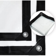 Telone trasparente impermeabile con occhielli, realizzato in polietilene resistente agli agenti atmosferici (3x4 m)