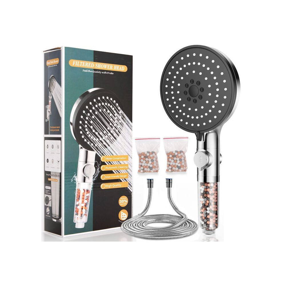 5-In-1 Portable Water-Saving Shower Head With Filter, 5 Spray Modes, High Pressure, 1.5M Hose, And On/Off Button 4003111338976