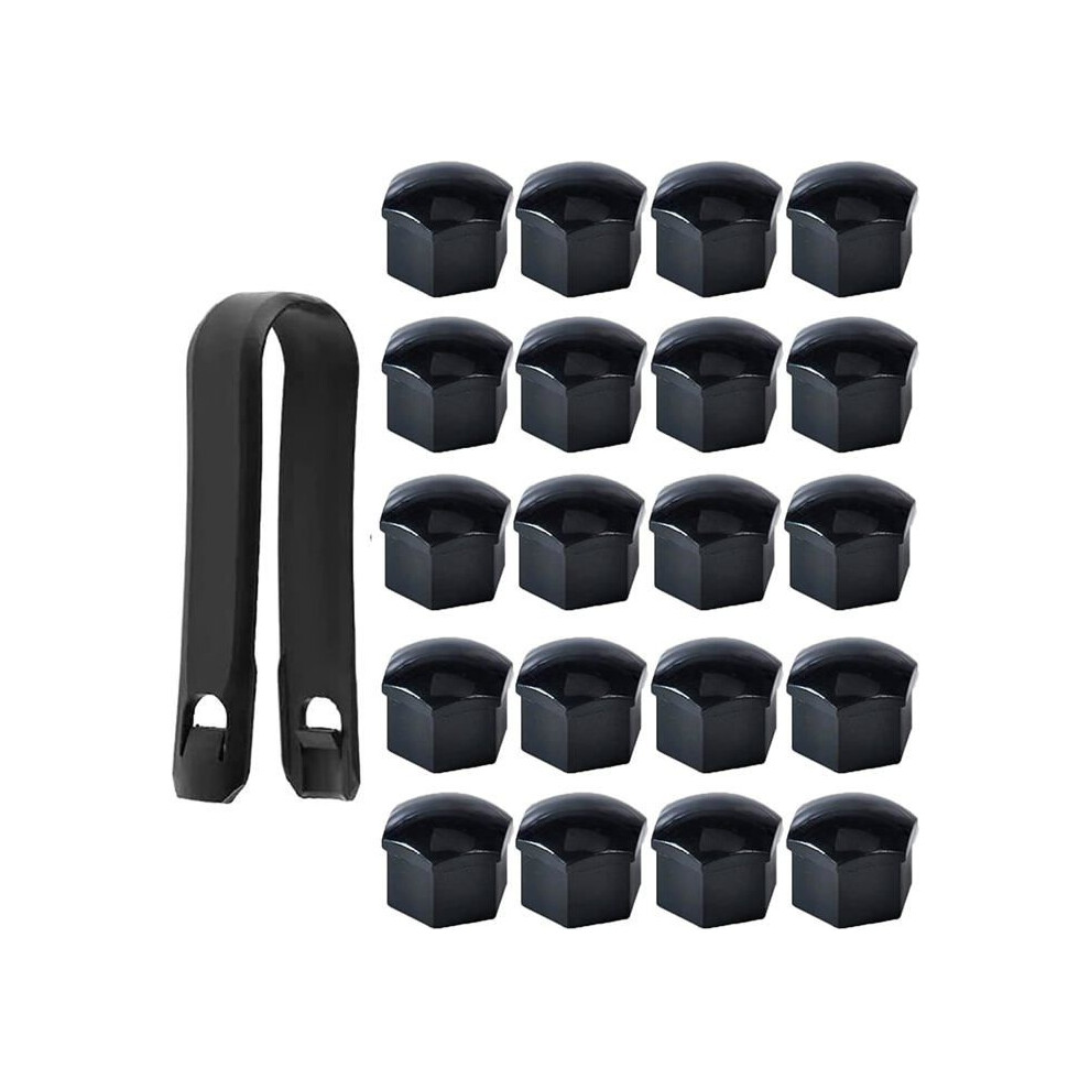 Pack Of 20 17Mm Wheel Nut Caps, Wheel Bolt Nut Covers, Black 6131681376727
