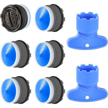 6pcs, M18.5 Aerator, Kitchen Bathroom Nozzle, Plastic Sink Faucet Aerator for Water Saving with 2 Wrenches, Blue