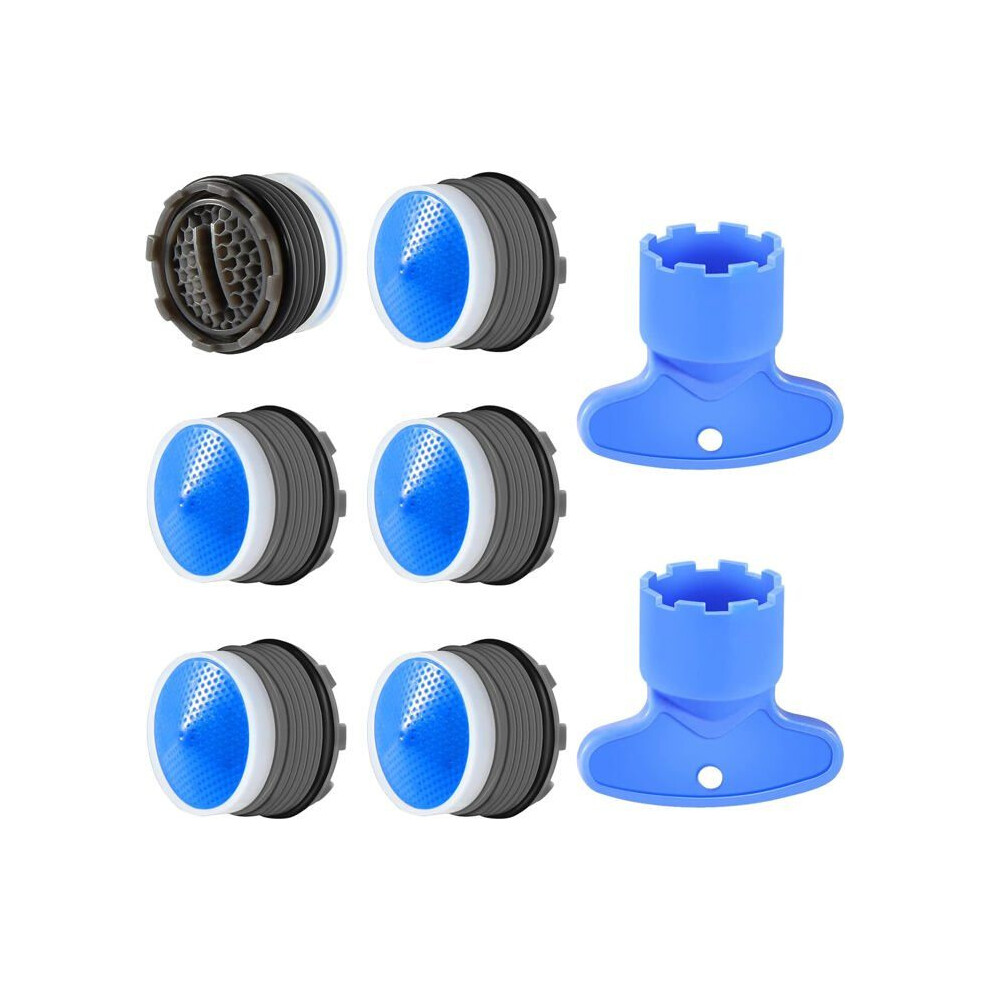6Pcs, M18.5 Aerator, Kitchen Bathroom Nozzle, Plastic Sink Faucet Aerator For Water Saving With 2 Wrenches, Blue 5413192116759