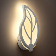 Aplique LED de pared con forma de hoja, diseño moderno en metal y acrílico, ideal para dormitorio, pasillo o sala de estar, 10W.