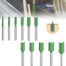 11 piezas de fresa para router con vástago de 6 mm, fresa recta, fresa para carpintería, fresa extralarga (4 mm-16 mm) (6 mm) (11)