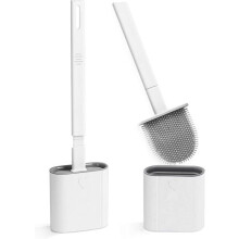 2 silikonista wc-harjan ja pidikkeen setti kylpyhuoneeseen, wc-harjat pidikkeineen ja jalustalla